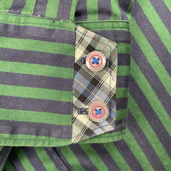 Robert Graham Long Sleeve Striped Button Down collared Shirt Green-XL - Picture 7 of 16